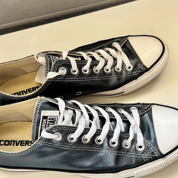 Converse Metallic Blue Low-Top All Star Sneakers - Picture 4 of 7